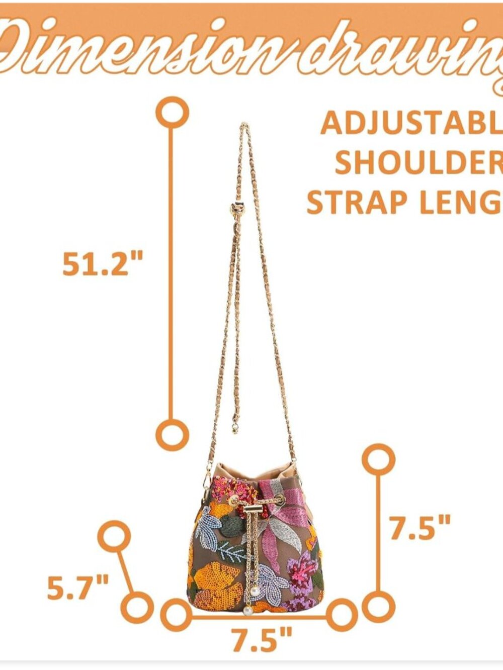 Crossbody Bags for Women, Hand Embroidered Leathers Tot Bag, Carry Handle Bucket - Picture 4 of 9